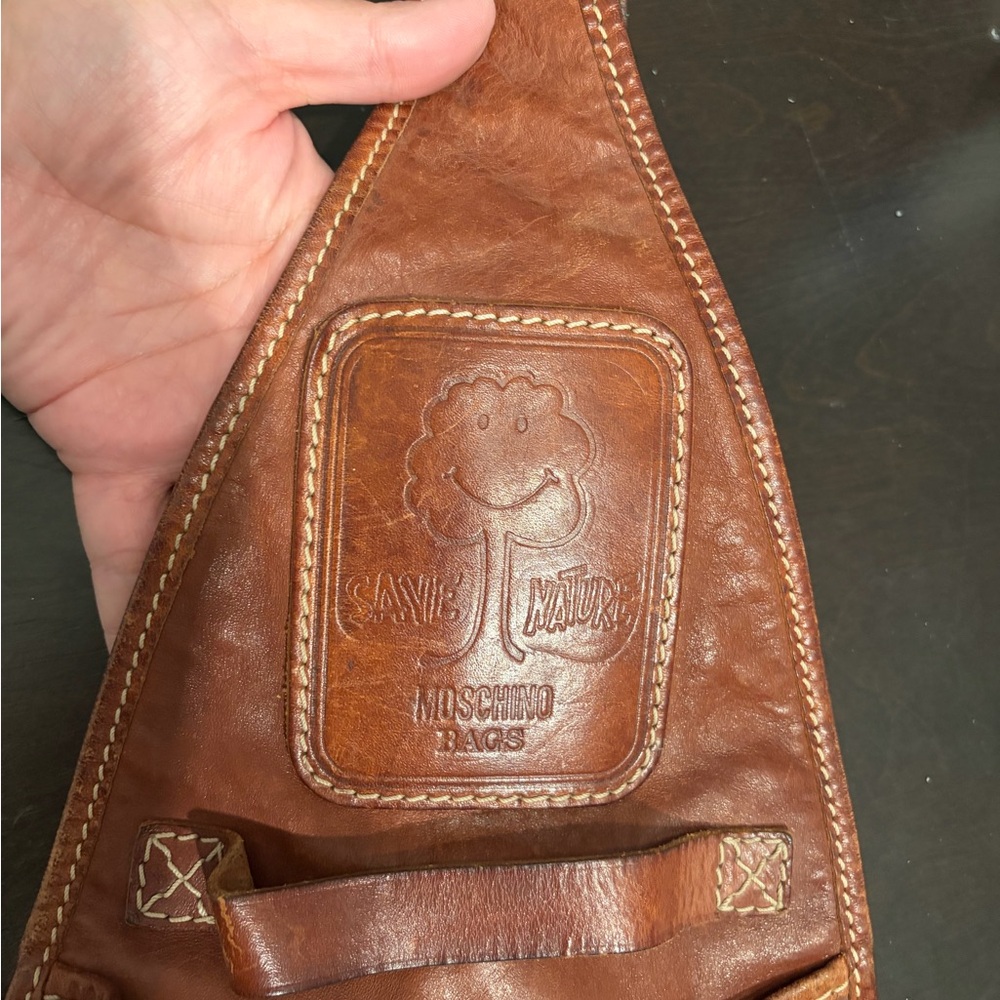 Moschino Camel Leather Crossbody Backpack - Picture 2 of 14